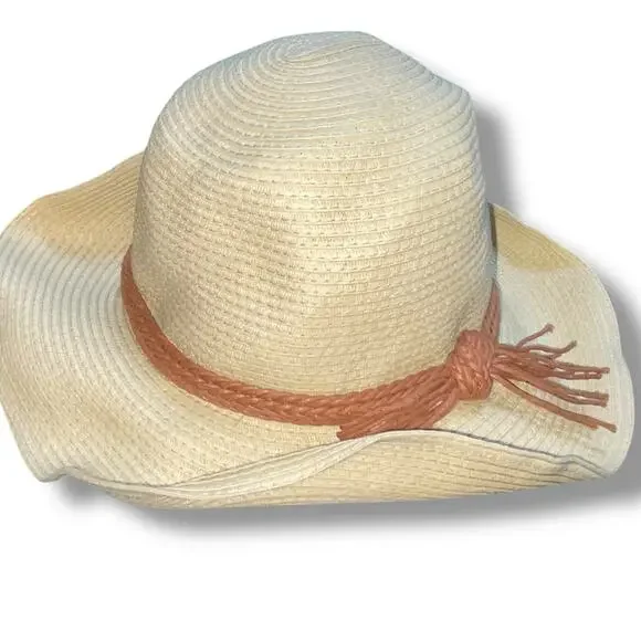 D&Y Straw Sun Hat 3.5" Wide Brim Packable Travel Beach Hike Cruise Women Tan - Picture 4 of 11